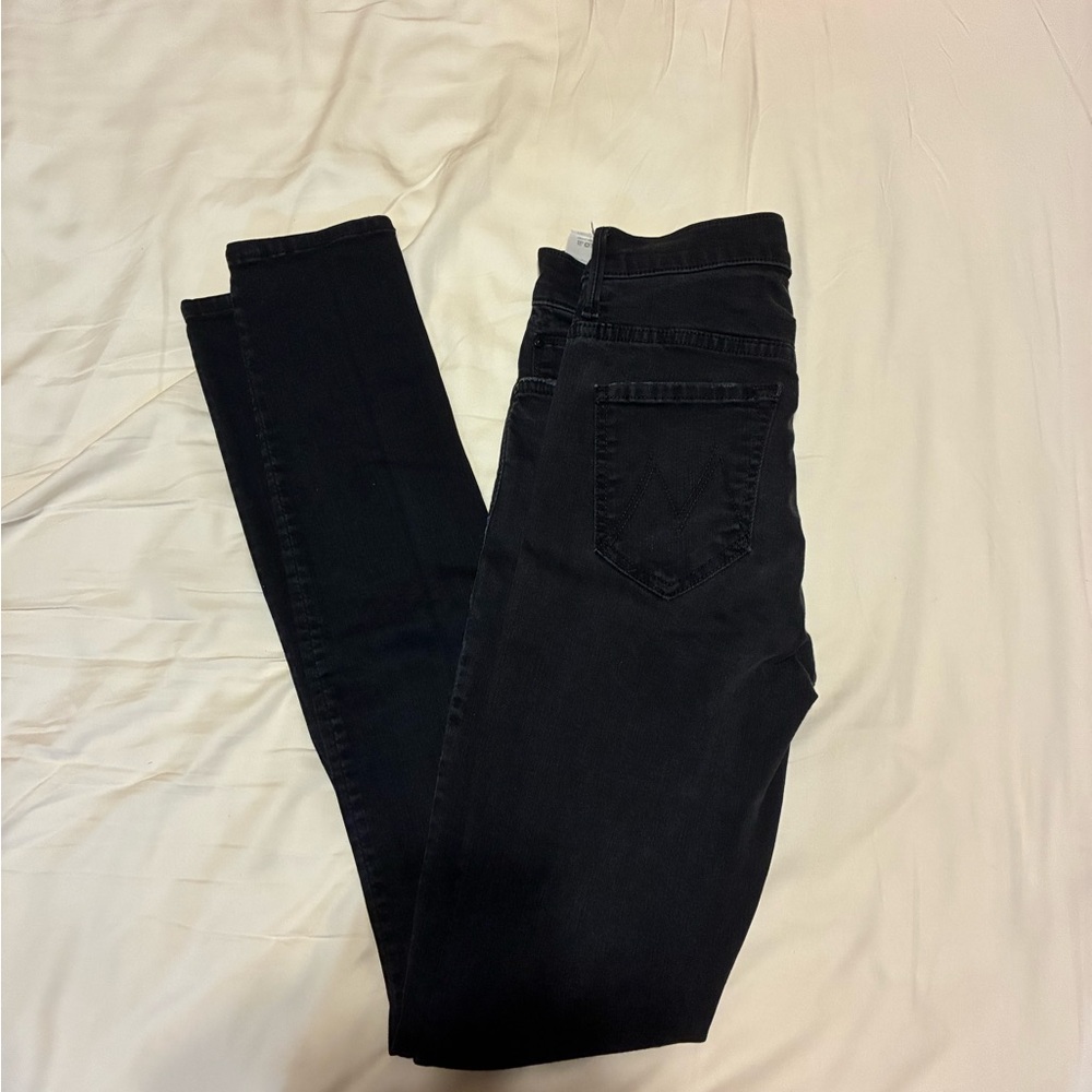 MOTHER Women's Dark Black Skinny Jeans